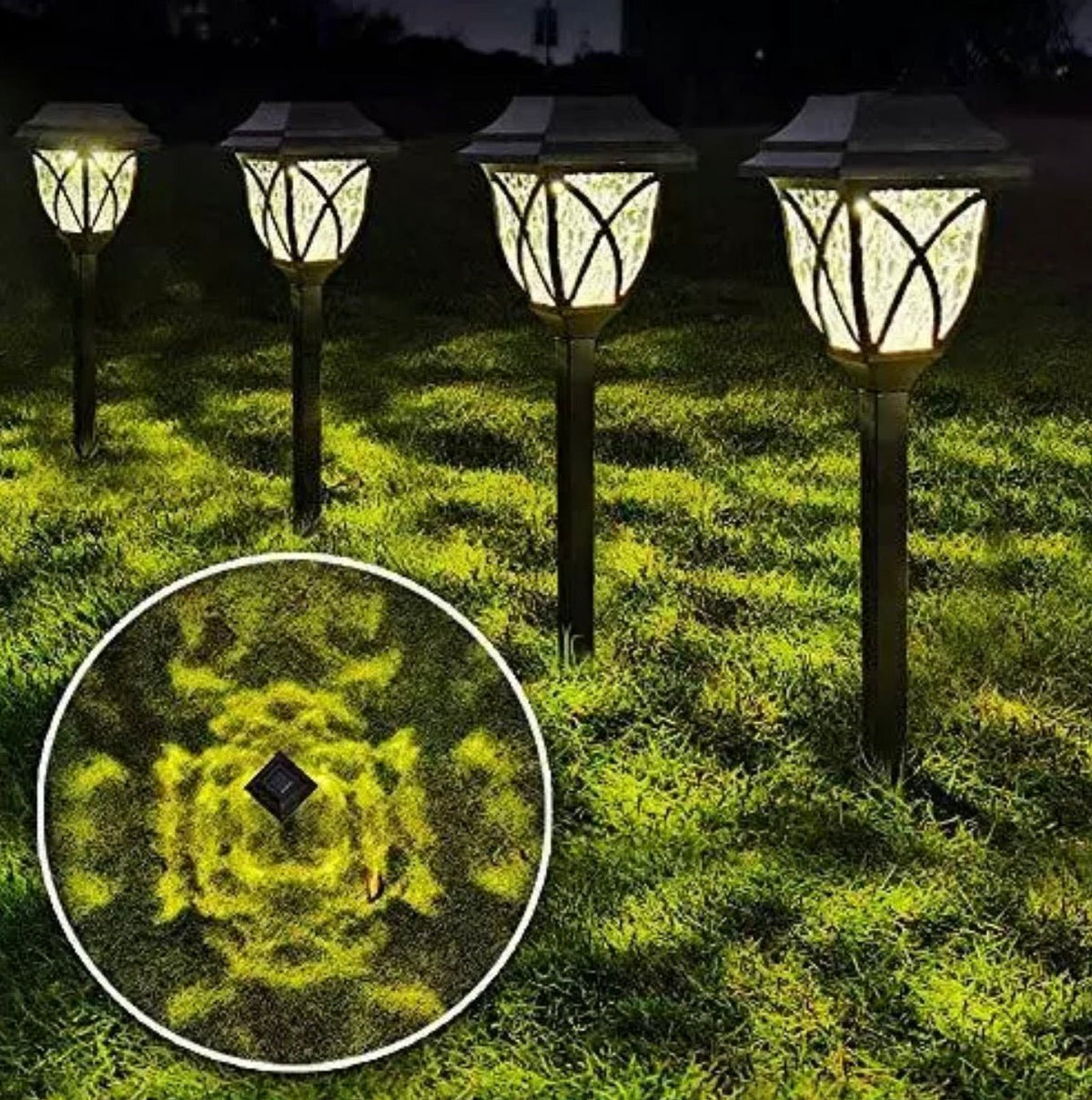 8 Pack Solar LED Lights,Large Rotating Outdoor Pathway Up To 10 Lumen - Outdoor Solar Outlet