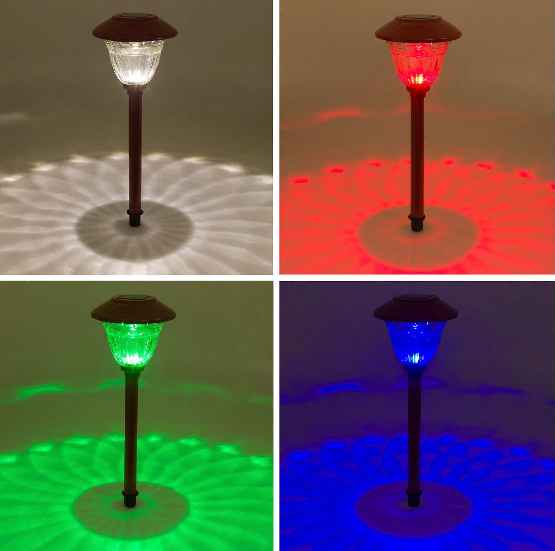 8 Pack Solar Pathway LED Lights Outdoor Color Changing -Stainless Steel - Outdoor Solar Outlet