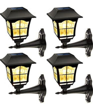 Load image into Gallery viewer, SmartYard 4 Pack Solar Wall Lantern Outdoor Wall Sconce 15 Lumens Solar Outdoor Christmas Led Light Fixture with Wall Mount Kit