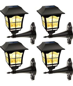 SmartYard 4 Pack Solar Wall Lantern Outdoor Wall Sconce 15 Lumens Solar Outdoor Christmas Led Light Fixture with Wall Mount Kit