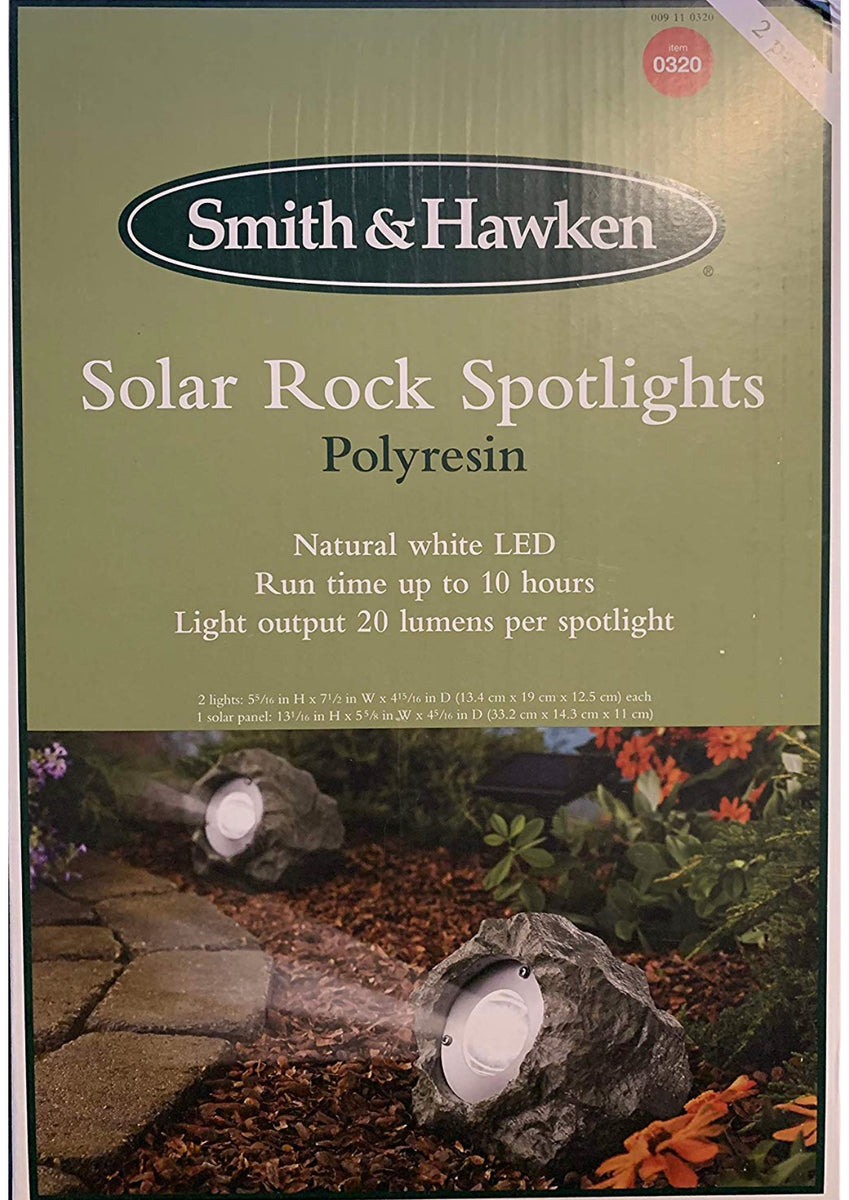 4Pack Smith&Hawken Outdoor Solar Powered Rock Spotlight Walkway LED Ga ...