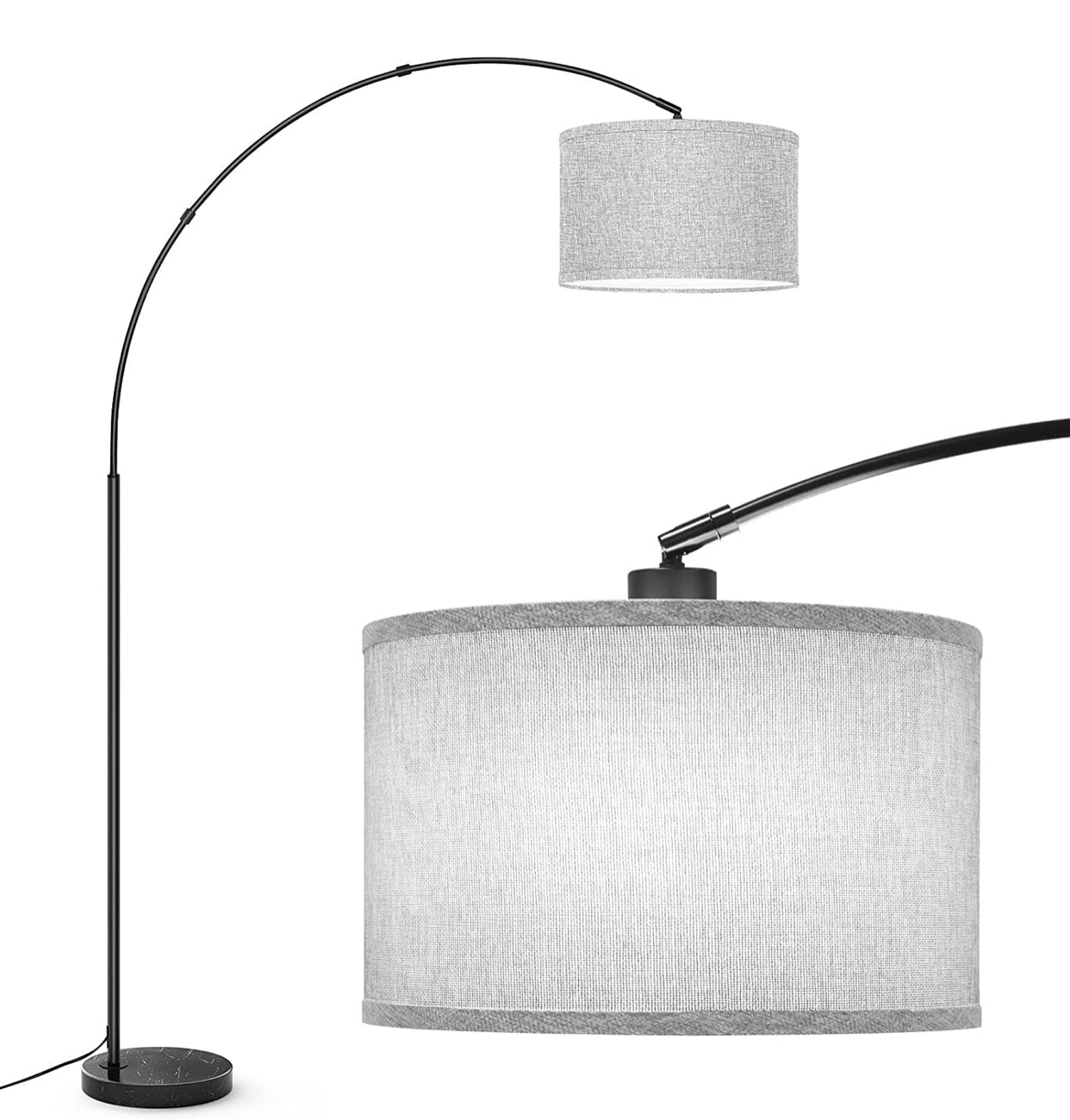 Arc Floor Lamp Modern Standing Lamp for Living Room Dimmable 74” Tall - Outdoor Solar Outlet
