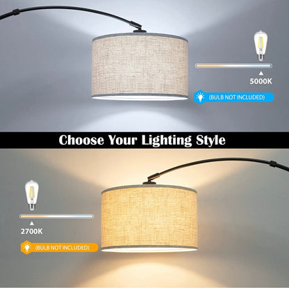 Arc Floor Lamp Modern Standing Lamp for Living Room Dimmable 74” Tall - Outdoor Solar Outlet