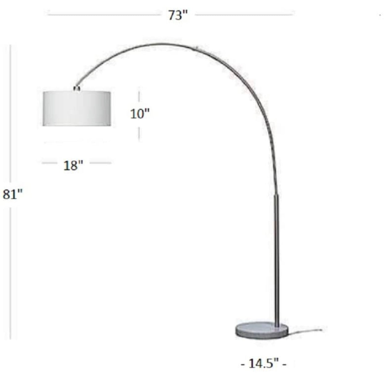 Arc Floor Lamp with Unique Hanging Drum - Arching Over The Couch - Outdoor Solar Outlet