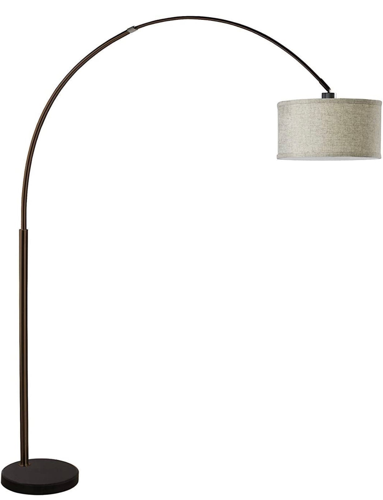 Arc Floor Lamp with Unique Hanging Drum - Arching Over The Couch - Outdoor Solar Outlet
