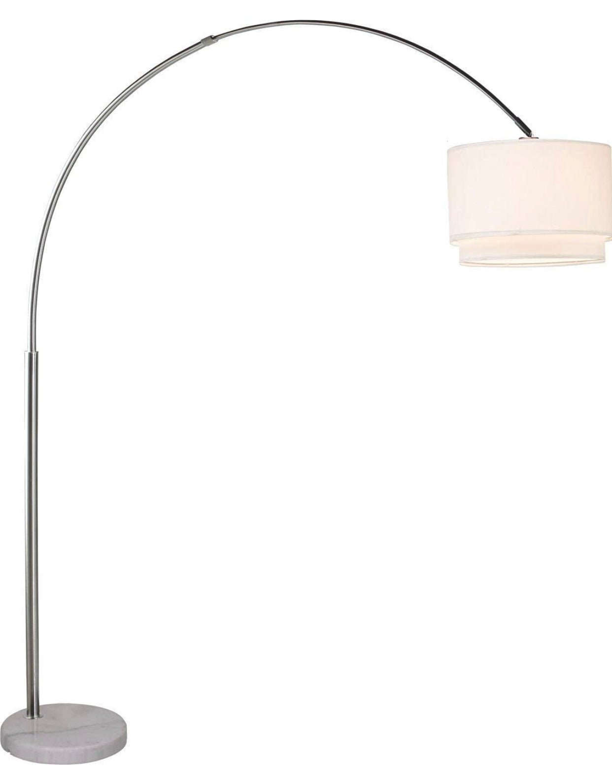 Arc Floor Lamp with Unique Hanging Drum - Arching Over The Couch - Outdoor Solar Outlet