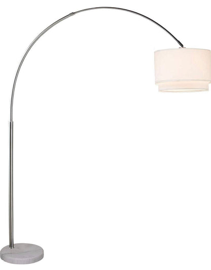 Arc Floor Lamp with Unique Hanging Drum - Arching Over The Couch - Outdoor Solar Outlet