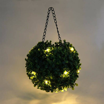 Artificial Topiary Grass Ball with Solar Lights, includes hook - Outdoor Solar Outlet