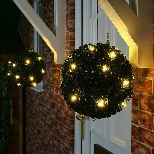 Artificial Topiary Grass Ball with Solar Lights, includes hook - Outdoor Solar Outlet