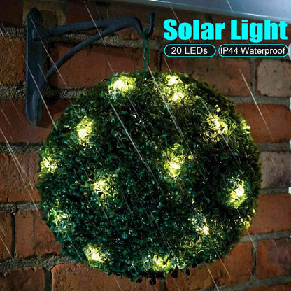 Artificial Topiary Grass Ball with Solar Lights, includes hook - Outdoor Solar Outlet