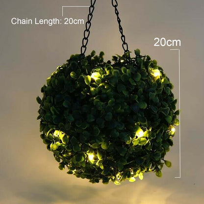Artificial Topiary Grass Ball with Solar Lights, includes hook - Outdoor Solar Outlet