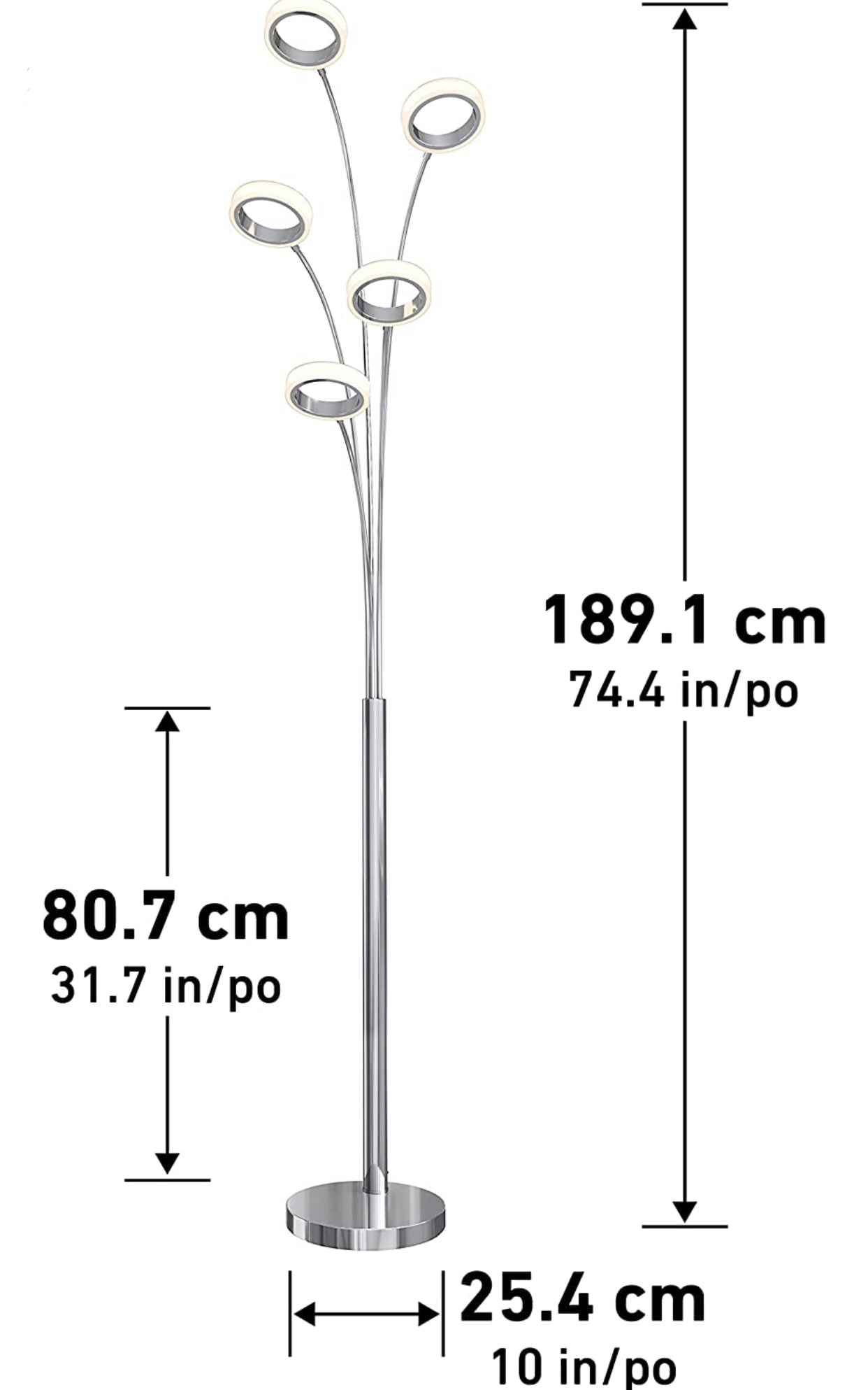 Artika Optical LED Integrated Floor Lamp Light Fixture, Chrome - Outdoor Solar Outlet