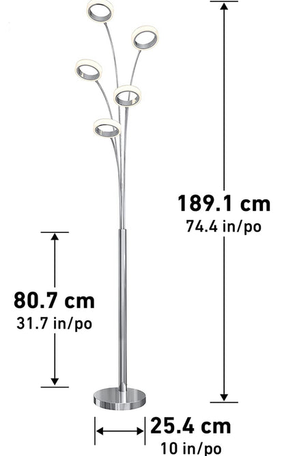 Artika Optical LED Integrated Floor Lamp Light Fixture, Chrome - Outdoor Solar Outlet