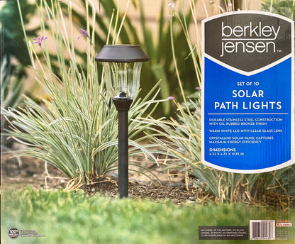 Berkley Jensen 14-Lumen Solar Pathway Lights,10 Pack- Oil-rubbed Bronze - Outdoor Solar Outlet