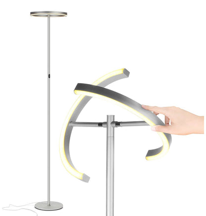 Click Split - Modern LED Torchiere Floor Lamp, Dimmable Uplight for Reading in Your Bedroom or Living Room - Outdoor Solar Outlet