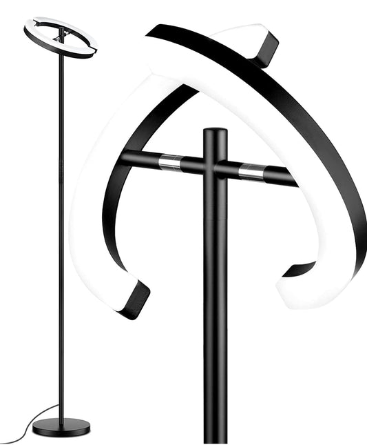 Click Split - Modern LED Torchiere Floor Lamp, Dimmable Uplight for Reading in Your Bedroom or Living Room - Outdoor Solar Outlet