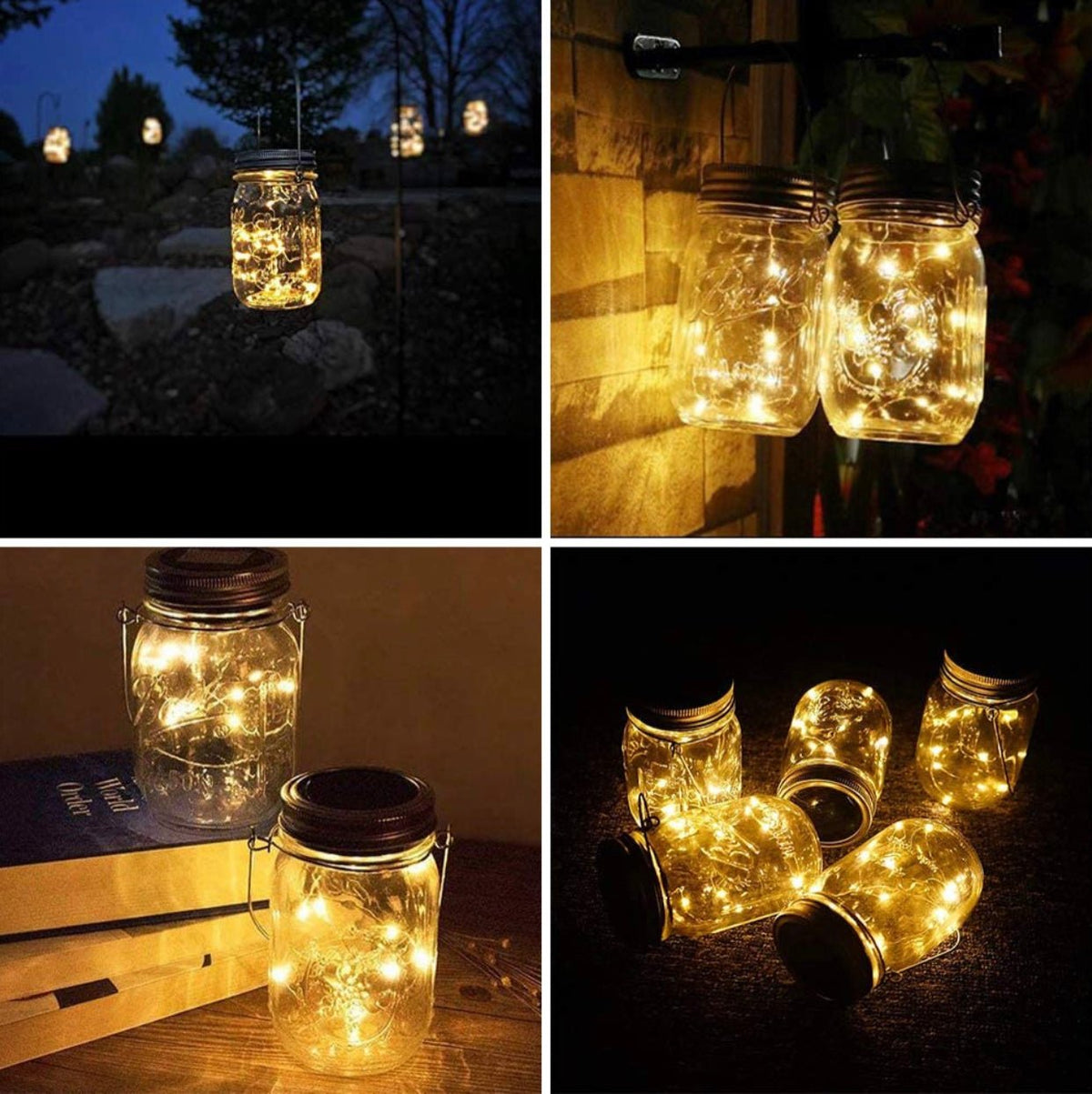 Davinci Solar Mason Jar Lights, 8 Pack 20 LED Fairy Jar Lids String Lights with Hangers - Outdoor Solar Outlet