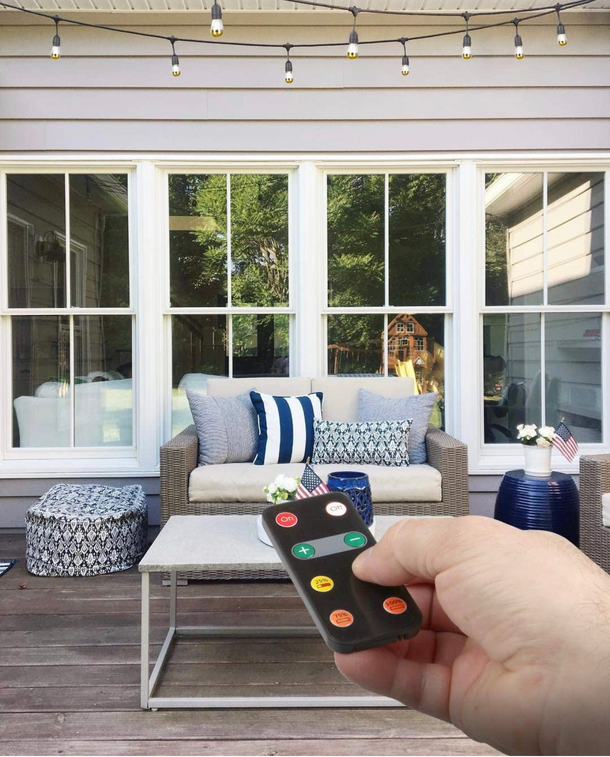 Dimmer with Remote for Our Ambience Pro LED String Lights - Commercial Grade Dimmer Rated at 150 Watts - Outdoor Solar Outlet