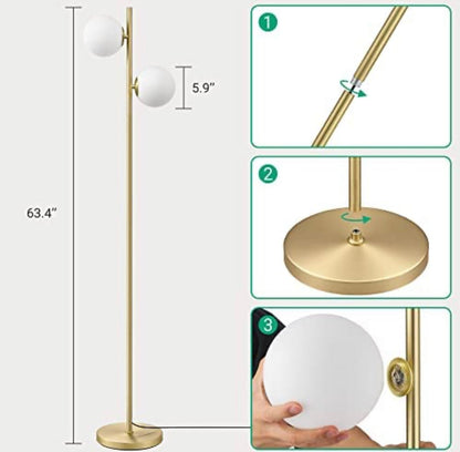 EDISHINE Modern Globe Floor Lamp, Dimmable Mid Century Floor Lamps - Outdoor Solar Outlet