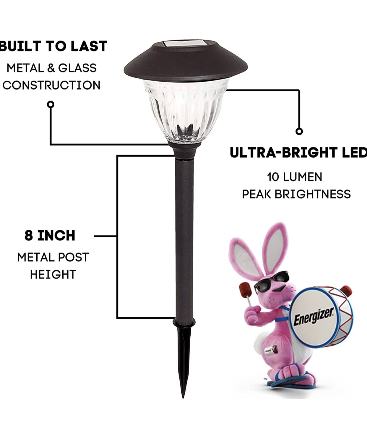 Energizer 10 Pack Solar LED Pathway Lights Outdoor-Stainless Steel - Outdoor Solar Outlet