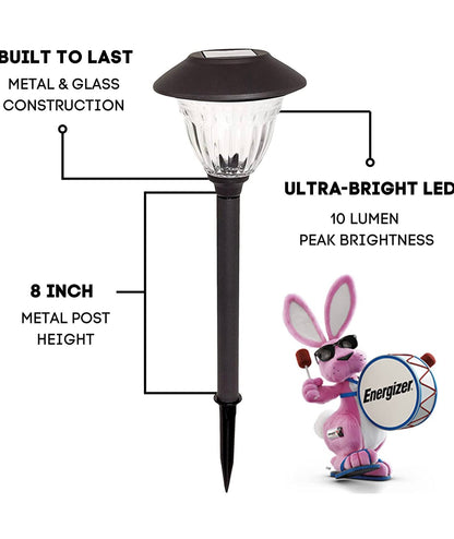 Energizer 10 Pack Solar LED Pathway Lights Outdoor-Stainless Steel - Outdoor Solar Outlet