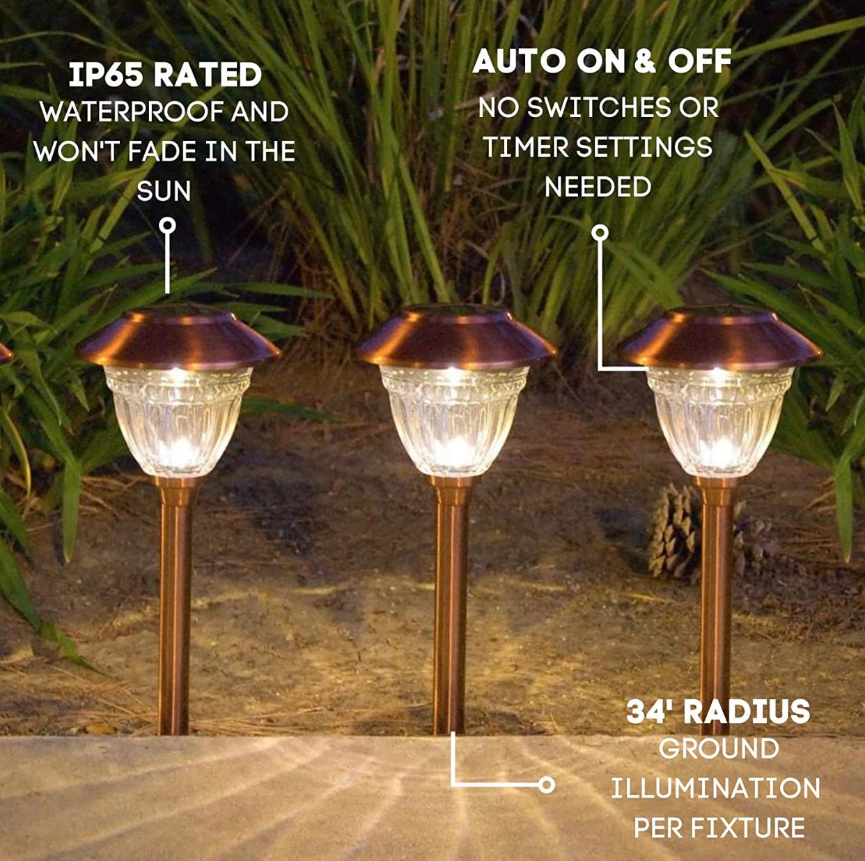 Energizer 10 Pack Solar LED Pathway Lights Outdoor-Stainless Steel - Outdoor Solar Outlet