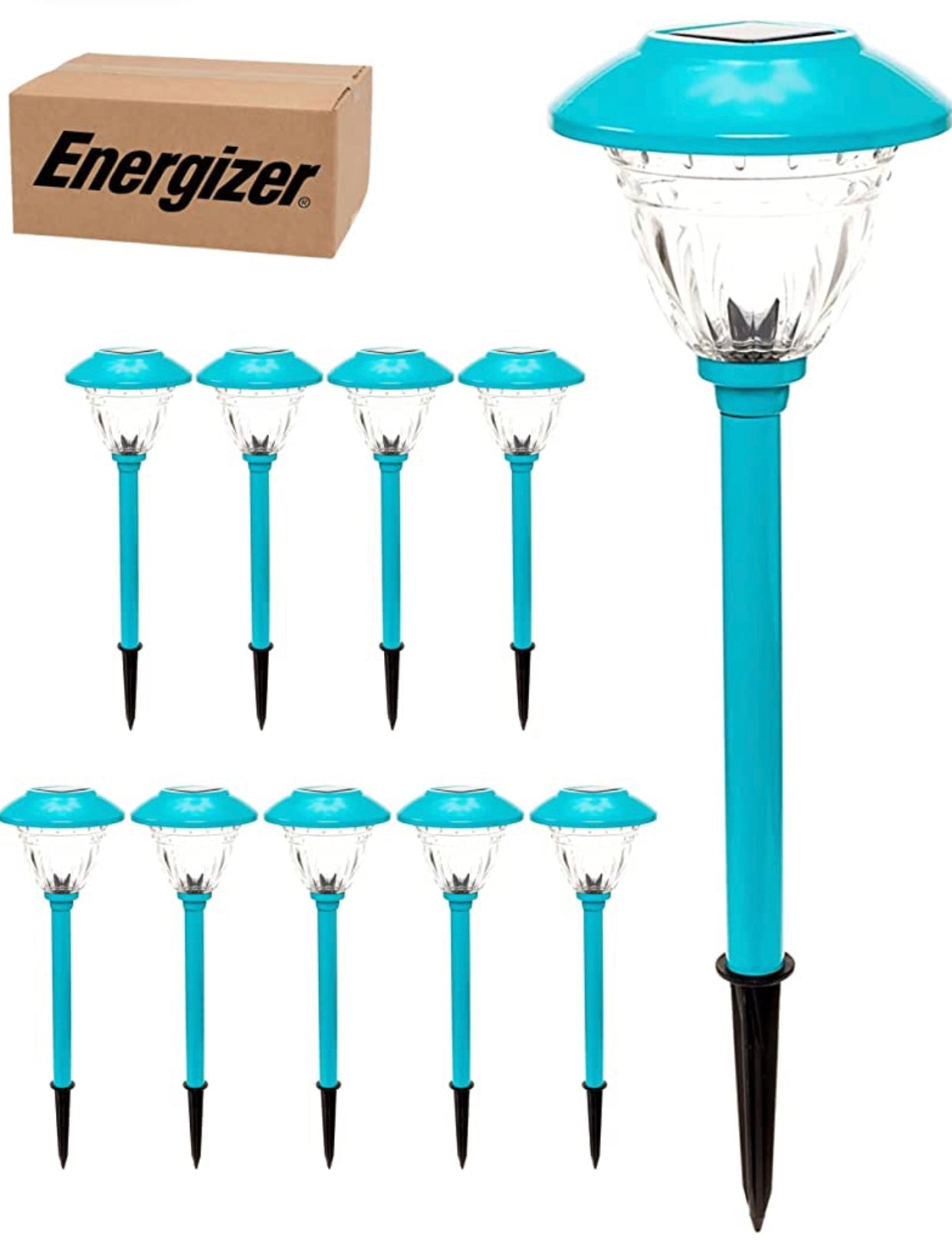 Energizer 10 Pack Solar LED Pathway Lights Outdoor-Stainless Steel - Outdoor Solar Outlet
