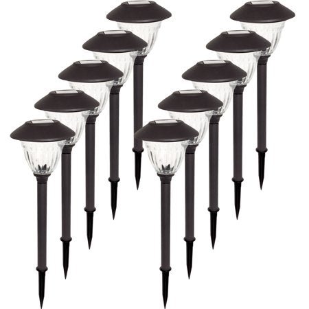 Energizer 10 Pack Solar Pathway LED Lights Outdoor-Stainless Steel ( Gunmetal ) - Outdoor Solar Outlet
