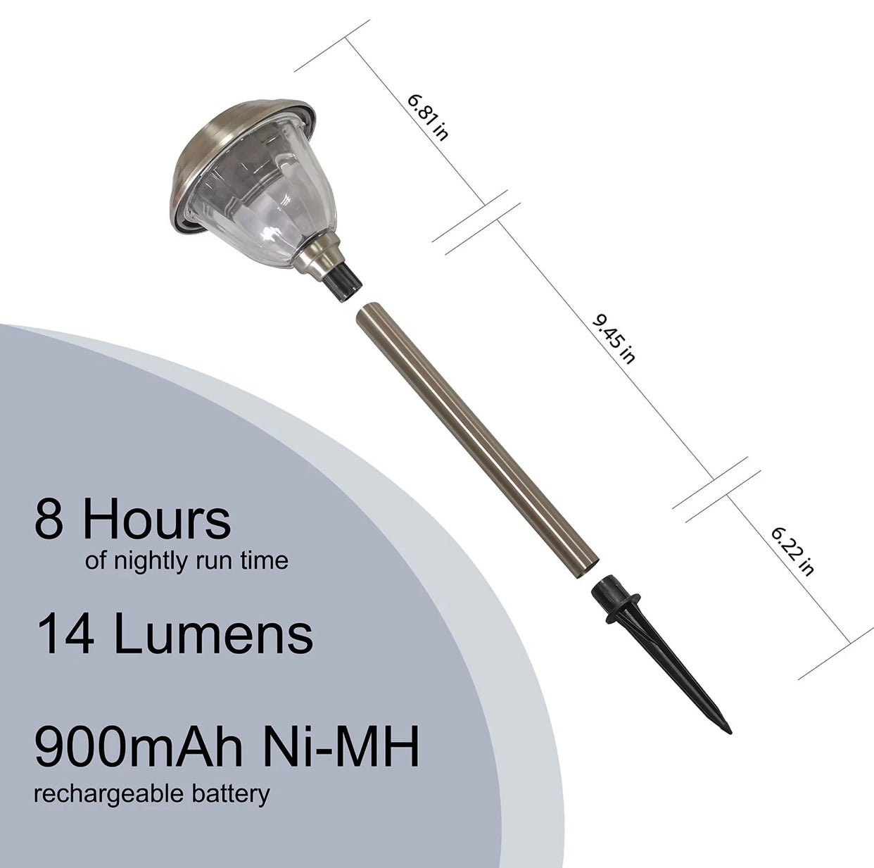 Energizer 8 Pack Solar Pathway LED Lights Outdoor- Glass and Stainless Steel 15 LM ( Silver ) - Outdoor Solar Outlet