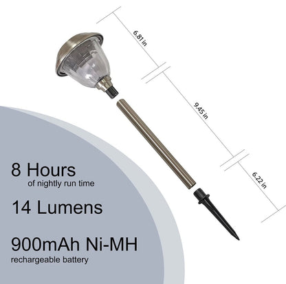 Energizer 8 Pack Solar Pathway LED Lights Outdoor- Glass and Stainless Steel 15 LM ( Silver ) - Outdoor Solar Outlet