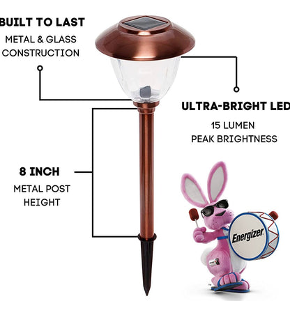 Energizer 8 Pack Solar Pathway LED Lights Outdoor-Stainless Steel 15 Lumen - Outdoor Solar Outlet