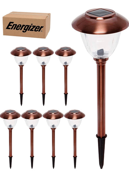 Energizer 8 Pack Solar Pathway LED Lights Outdoor-Stainless Steel 15 Lumen - Outdoor Solar Outlet