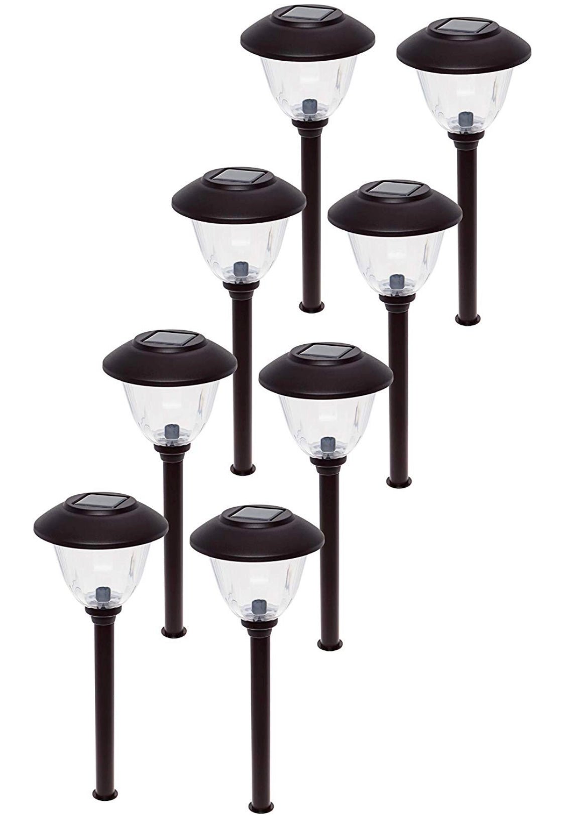 Energizer 8 Pack Solar Pathway LED Lights Outdoor-Stainless Steel -15 Lumen( Black ) - Outdoor Solar Outlet