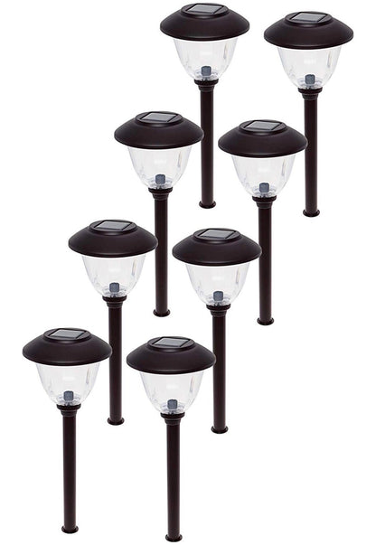 Energizer 8 Pack Solar Pathway LED Lights Outdoor-Stainless Steel -15 Lumen( Black ) - Outdoor Solar Outlet