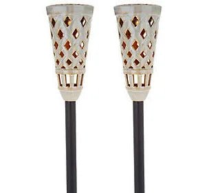 Energizer LED Ceramic Solar Tiki Torch Lights Dancing Lights Outdoor Waterproof 2 Pack - Outdoor Solar Outlet
