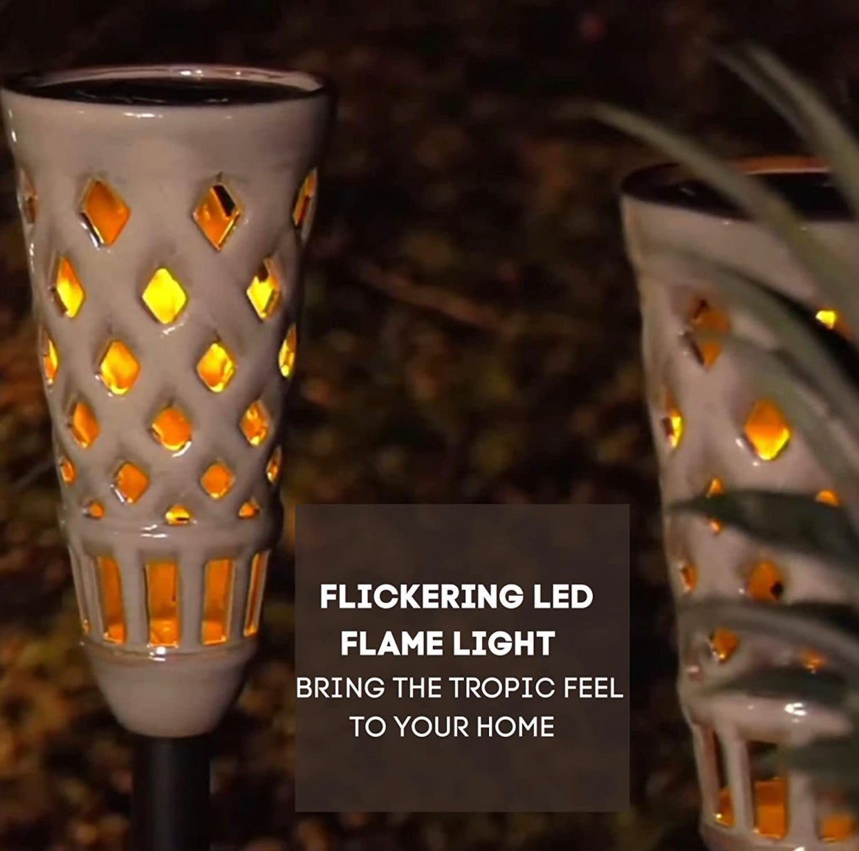 Energizer LED Ceramic Solar Tiki Torch Lights Dancing Lights Outdoor Waterproof 2 Pack - Outdoor Solar Outlet