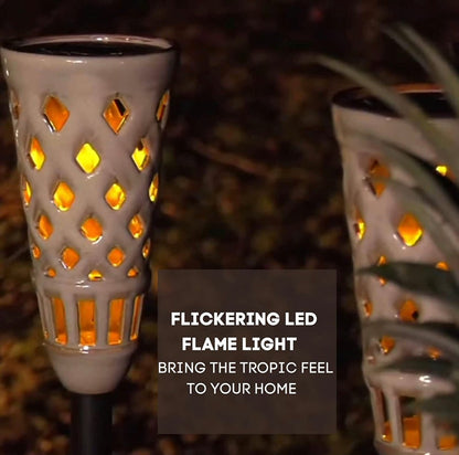 Energizer LED Ceramic Solar Tiki Torch Lights Dancing Lights Outdoor Waterproof 2 Pack - Outdoor Solar Outlet