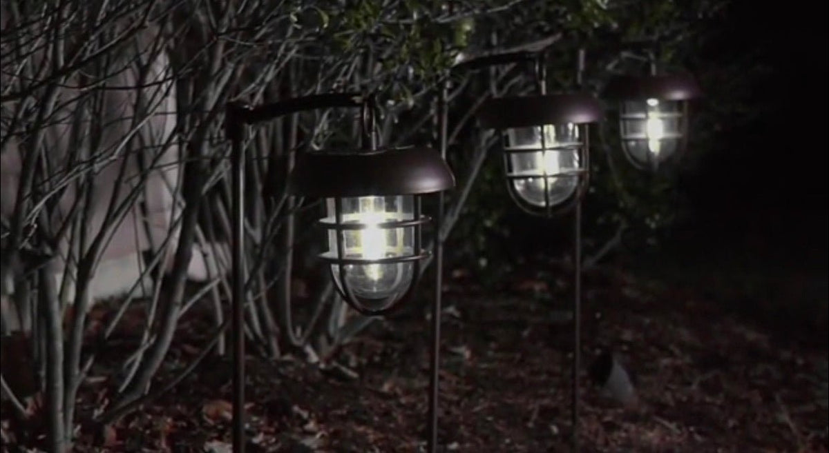 Energizer LED Solar Hanging Lights Shepherds Hook Metal Pole (Set of 4) - Outdoor Solar Outlet