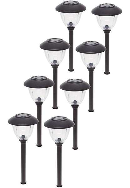 Energizer Solar Outdoor Pathway Lights Stainless Steel And Glass LED Lights- 8 Pack - Outdoor Solar Outlet