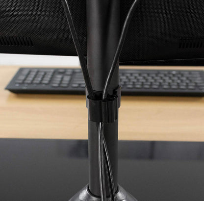 Freestanding Dual Monitor Stand with Sleek Glass Base and Adjustable ArmsHeave Duty , Mounts 2 Screens - Outdoor Solar Outlet