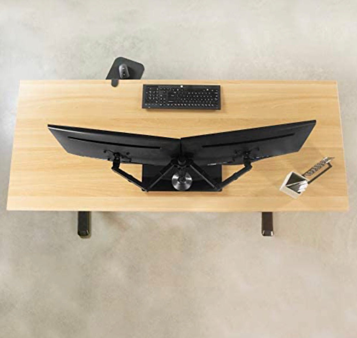 Freestanding Dual Monitor Stand with Sleek Glass Base and Adjustable ArmsHeave Duty , Mounts 2 Screens - Outdoor Solar Outlet