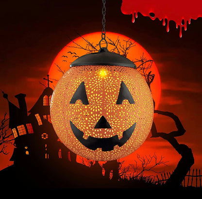 Halloween Solar Hanging Lights Outdoor - Garden Solar Metal Lantern Decor, Solar Powered Led Waterproof Decorative Round - Outdoor Solar Outlet