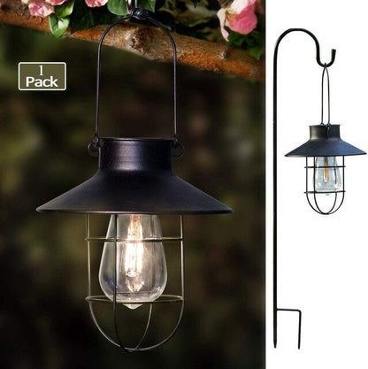Hanging Solar Lantern with Shepherd Hook 31 Inch - Outdoor Solar Outlet