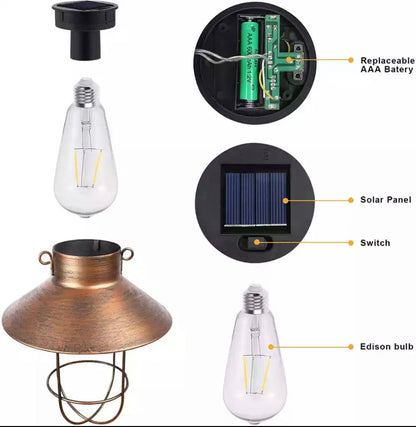 Hanging Solar Lantern with Shepherd Hook 31 Inch - Outdoor Solar Outlet
