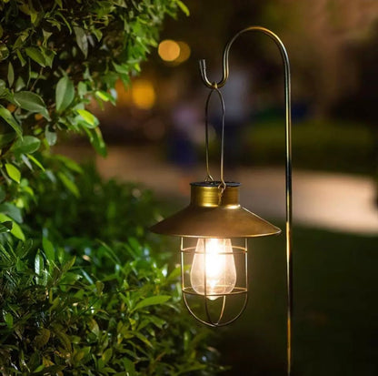 Hanging Solar Lantern with Shepherd Hook 31 Inch - Outdoor Solar Outlet