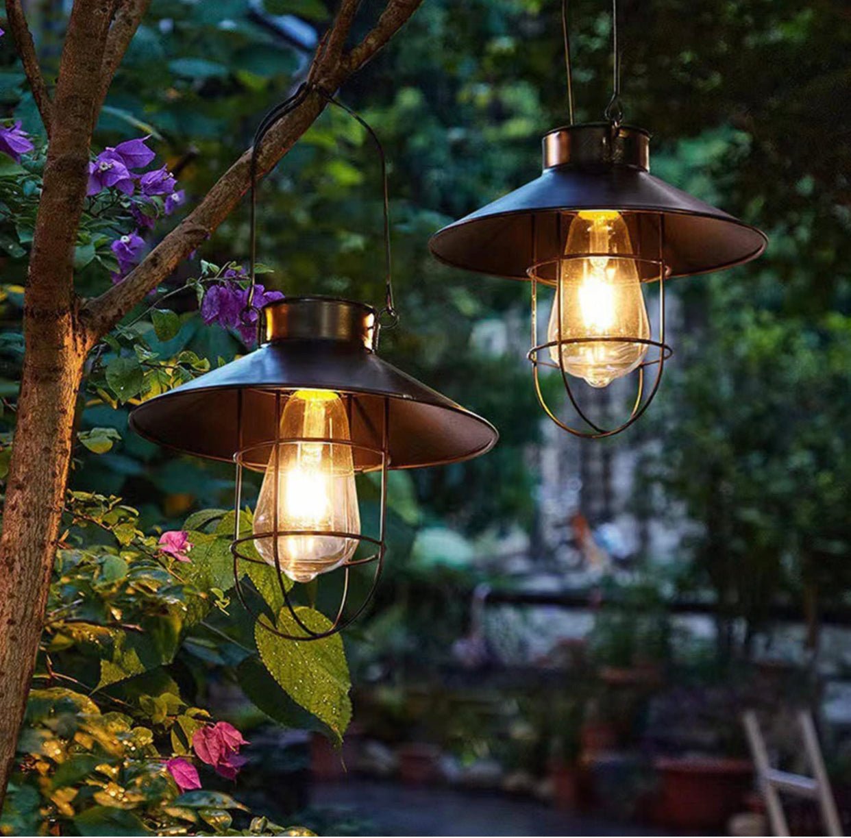 Hanging Solar Lantern with Shepherd Hook 31 Inch - Outdoor Solar Outlet
