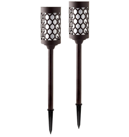 High End 20 lumen Solar Pathway Torch Light Die-cast Aluminum and Glass (2-Pack) - Outdoor Solar Outlet