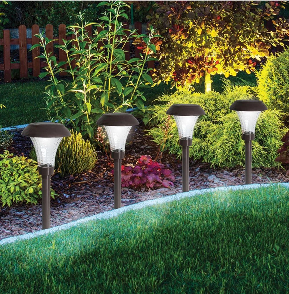 High-End 8 Pack Solar Pathway Lights Glass Stainless Steel Warm White, Auto On/off 15 Lumen - Outdoor Solar Outlet