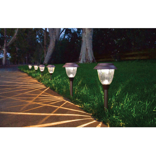 High-End Solar LED Pathway Lights Glass And Stainless Steel (10-Pack) - Outdoor Solar Outlet
