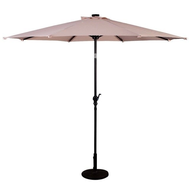 High Quality 10 Ft Patio Solar Umbrella with Crank Solar-powered LED Lights 8 Firm UV Protective Outdoor Patio Beach Umbrella - Outdoor Solar Outlet